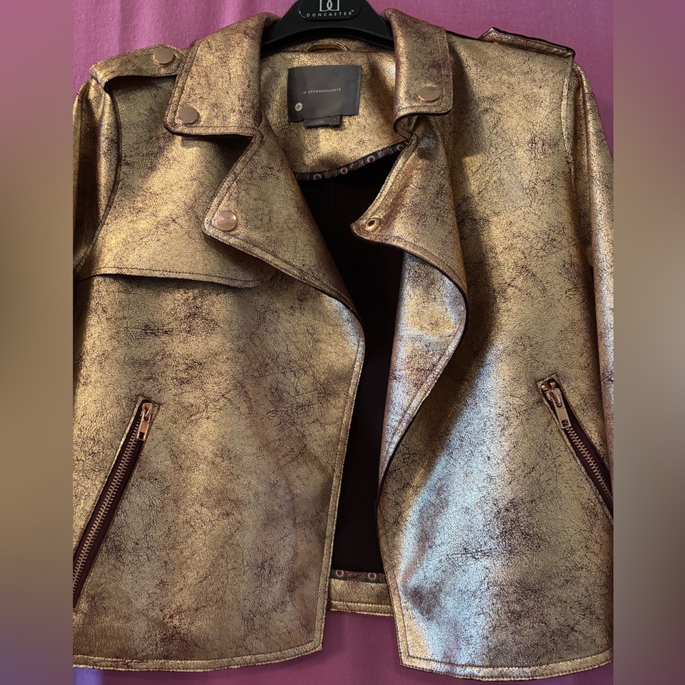 *NEW* Anthropologie Brisa Faux Leather Moto Jacket Size L  NWOT - Picture 2 of 9